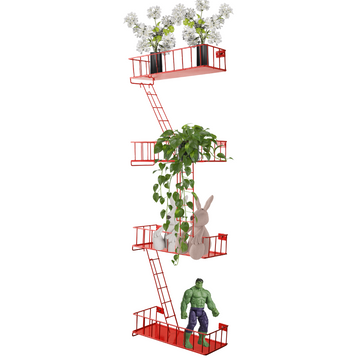 4-Tier Fire Escape Shelf – Red